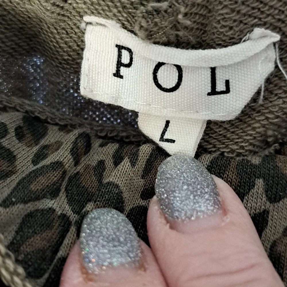 POL Two-Tone Leopard Trim Cream Lounge Pants Wide Leg Inseam 28.5 - Picture 5 of 9